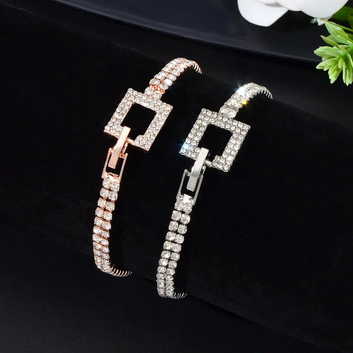 Shimmering Full Rhinestone Clasp Bracelet Elegant Sparkle Jewelry for Your Wrist Feelontop Jewellery