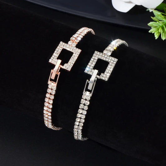 Shimmering Full Rhinestone Clasp Bracelet Elegant Sparkle Jewelry for Your Wrist Feelontop Jewellery