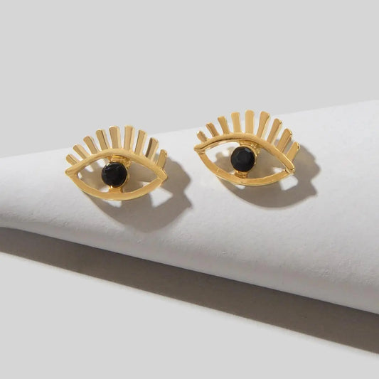 Blue Hotpink Rhinestone Decor Eye Shape Stud Earrings Women Girls Dainty Gifts Feelontop Jewellery