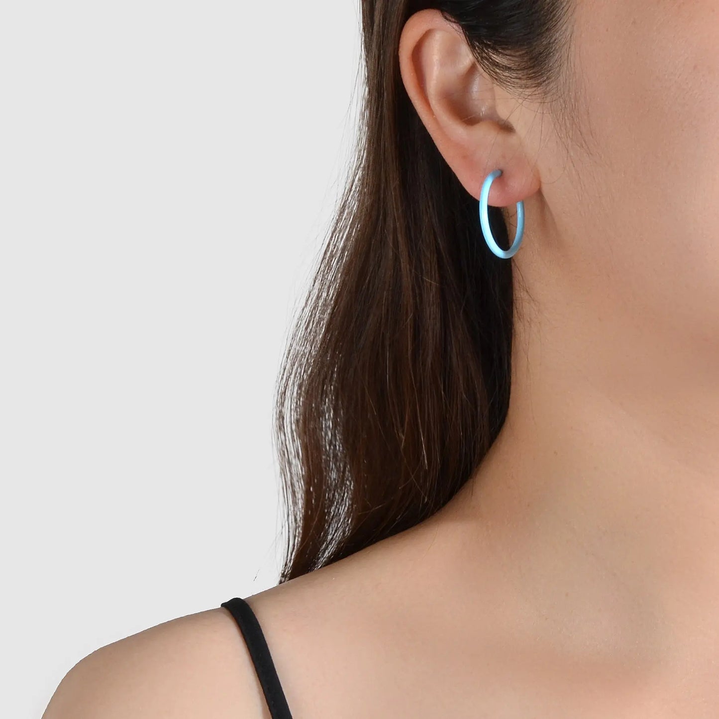 Blue Circle Pearl Asymmetric Trendy Hoop Earrings Women Party Designer Jewellery Feelontop Jewellery