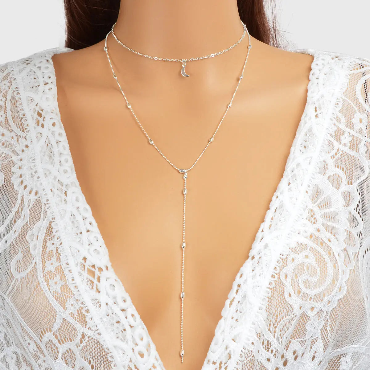 Long Y-Drop Necklace New Fashion Moon Choker Lariat Collar Dainty Jewellery Feelontop Jewellery