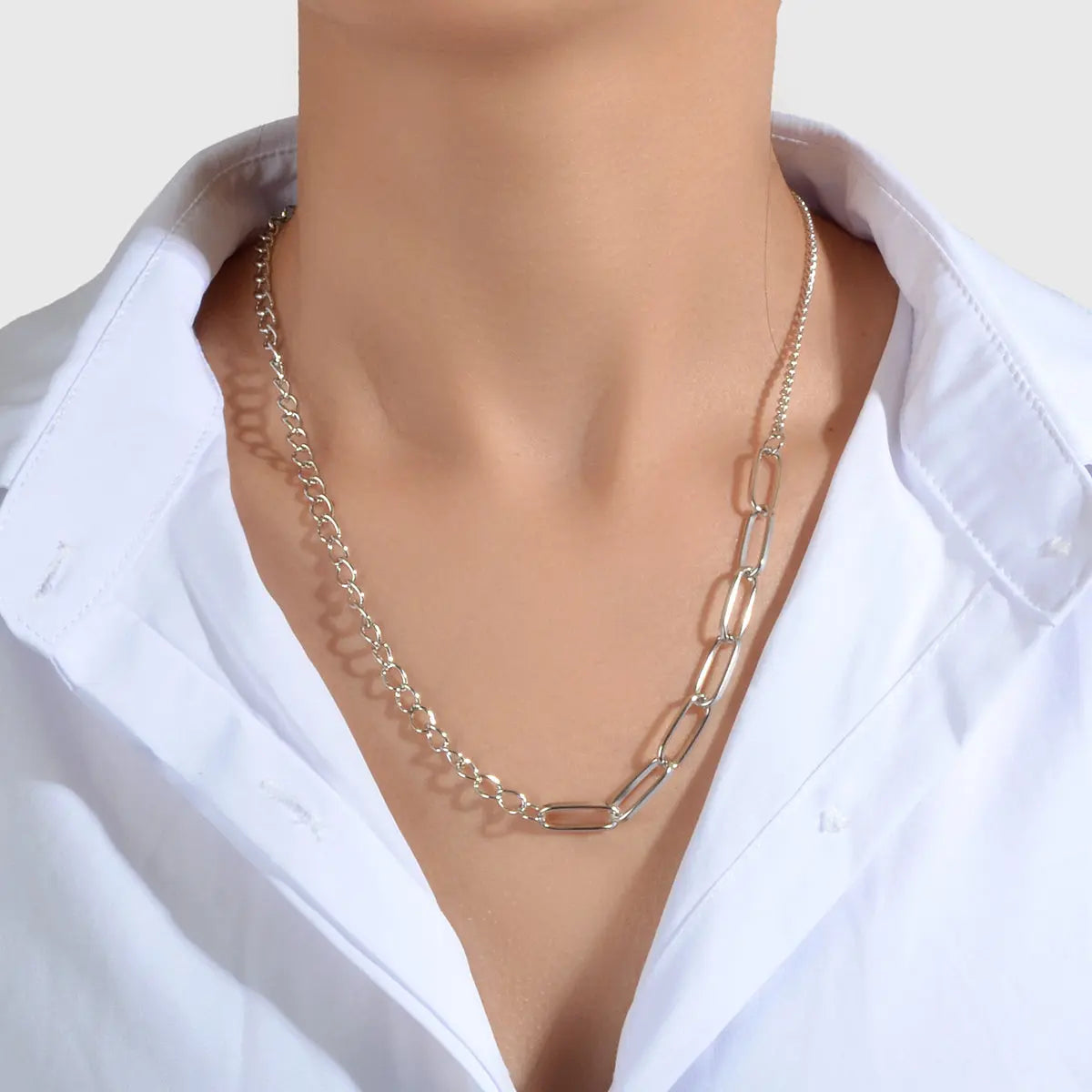 Good Quality Silver Thick Chain Necklace Women Collar Party Decoration Accessory Feelontop Jewellery