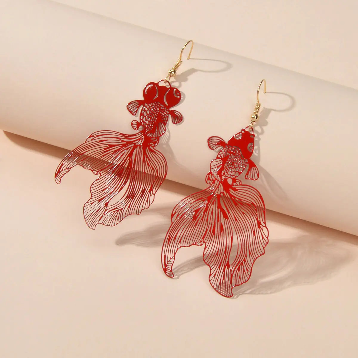 AU Stock Lovely Goldfish Shape Drop Dangle Earrings Hollow Fish Party Jewellery Feelontop Jewellery
