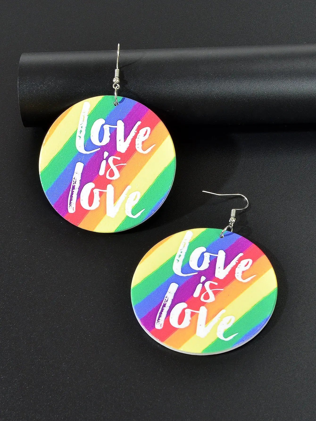 Stunning Colorful LOVE Circle Earrings - Fashionable Round Ear Jewelry Accessory Feelontop Jewellery