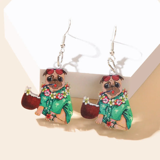 Lovely Colorful Acrylic Puppy Dangle Drop Earrings Holiday Dog Animals Jewellery Feelontop Jewellery