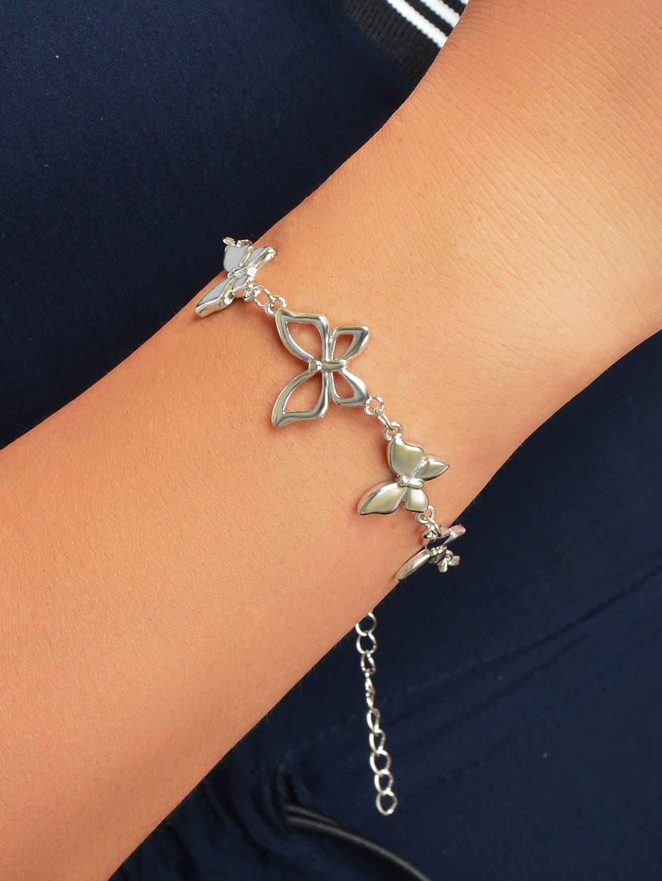 Elegant Silver Chain Butterfly Decor Bracelet for Women Party Dating Jewellery Feelontop Jewellery