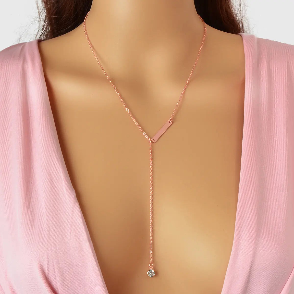 Feelontop Jewellery Silver Chain Rhinestone Fringe Y Necklace Women Accessories Feelontop Jewellery