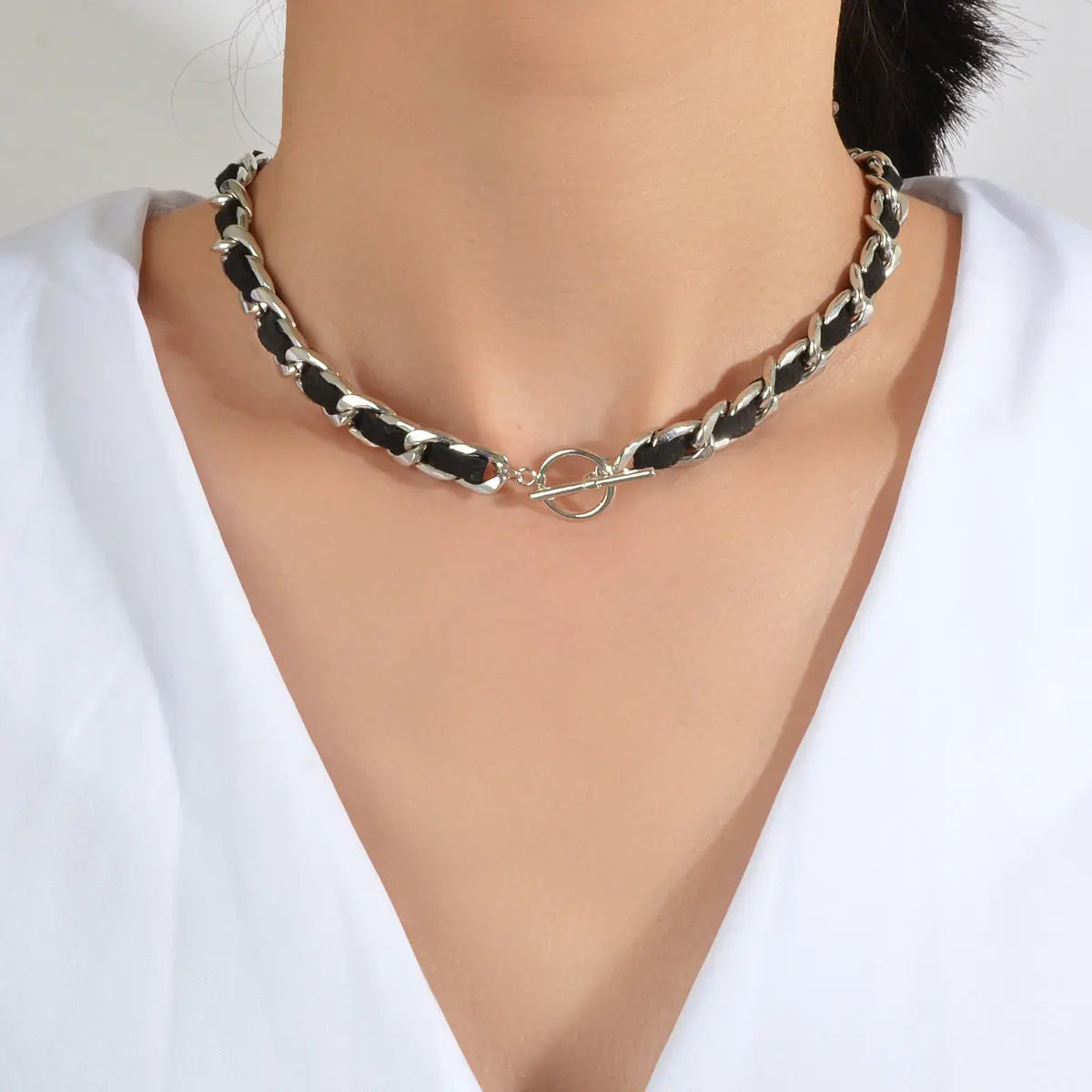 Punk Statement Jewellery Black Rope Braided Chain Short Choker Collar Necklace Feelontop Jewellery