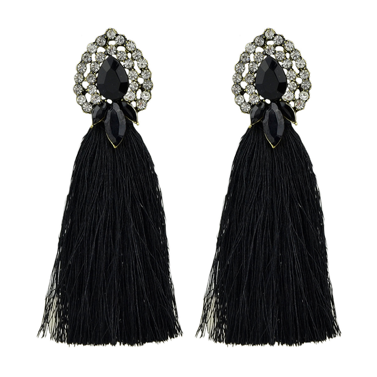 Boho Ethnic Jewellery Colorful Crystal Tassel Thread Chandelier Fringe Earrings Feelontop Jewellery