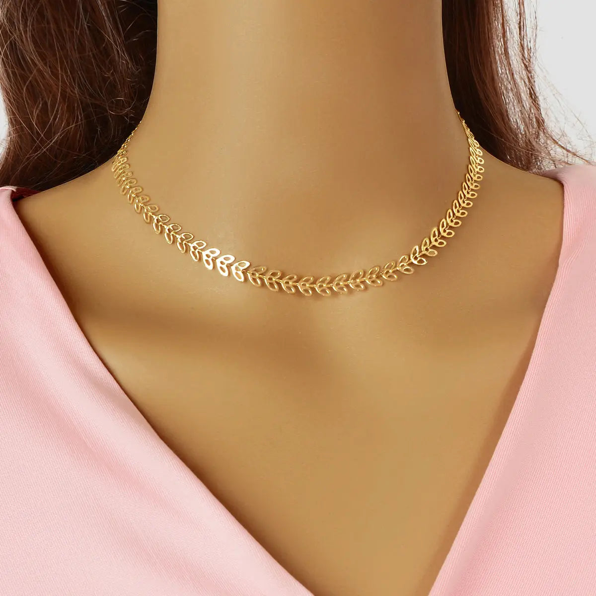 Minimalist Hollow Leaf Gold Chain Short Clavicle Necklace Party Choker Jewellery Feelontop Jewellery