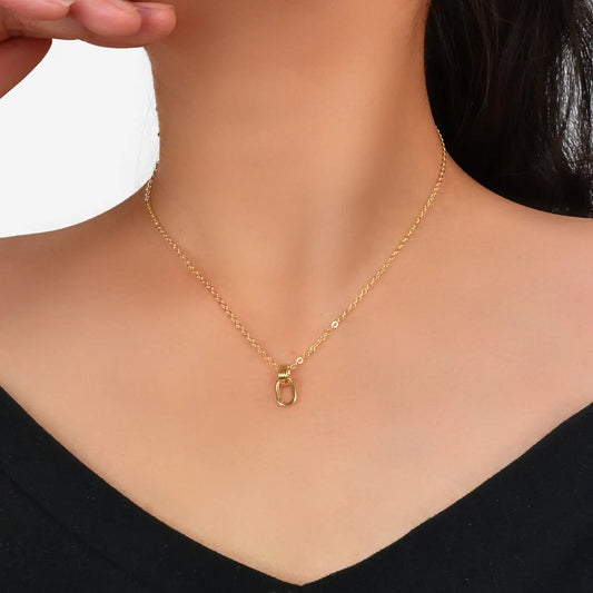Dainty Delicate Gold Chain Geometric Elliptical Necklace Party Jewellery Collar Feelontop Jewellery
