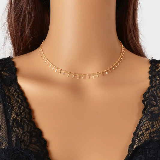 Classic Dainty Thin Charm Choker Gold Short Chain Necklaces Minimalist Jewellery Feelontop Jewellery