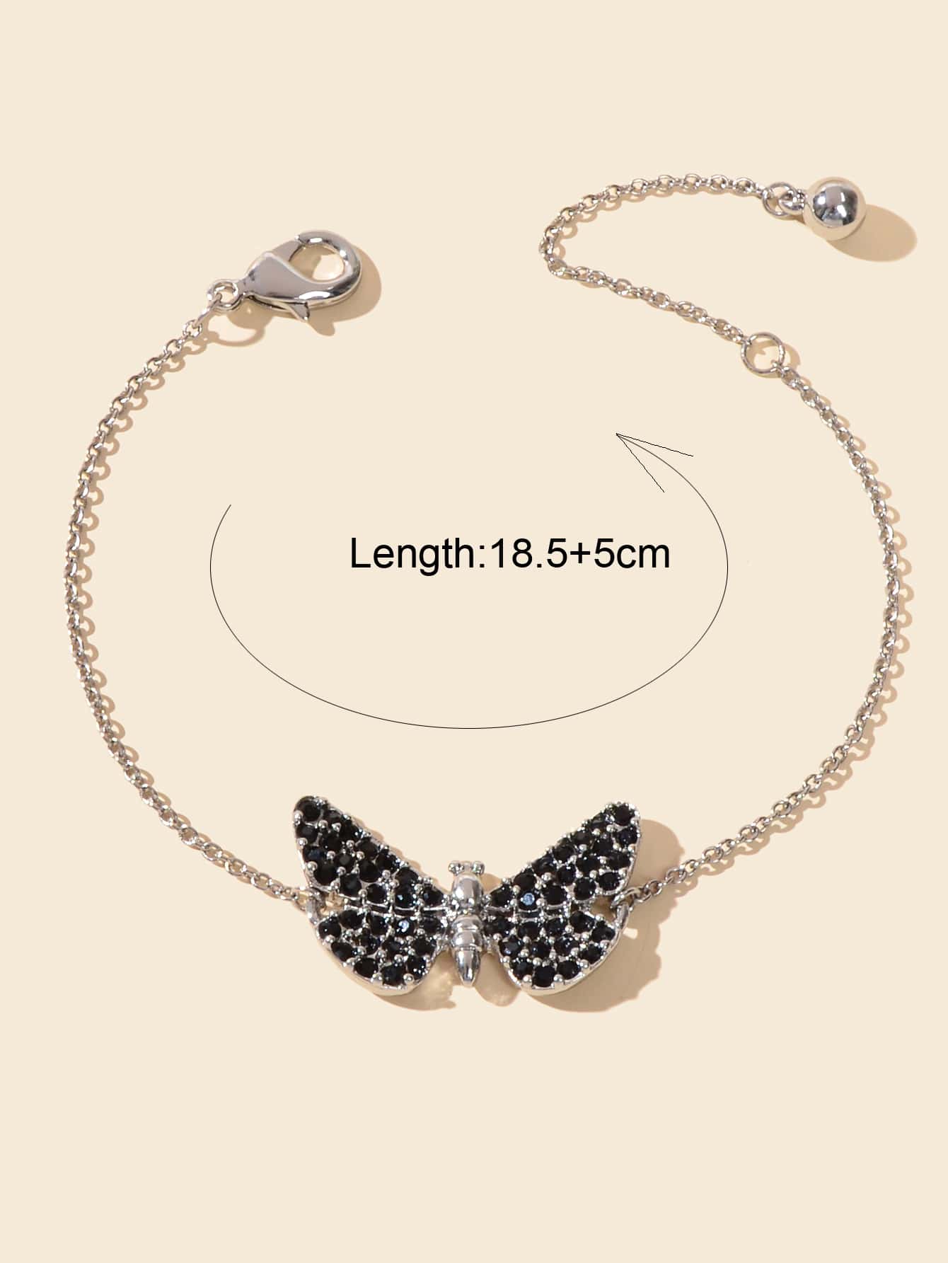 Stunning Black Diamond Butterfly Pendant Bracelet - Sparkle and Style Jewellery Feelontop Jewellery