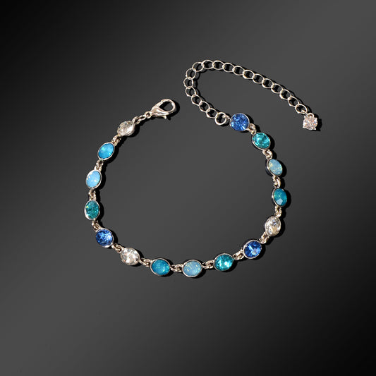 Luxury Blue Transparent Big Cubic Zirconia Bracelet Wedding Engagement Jewellery