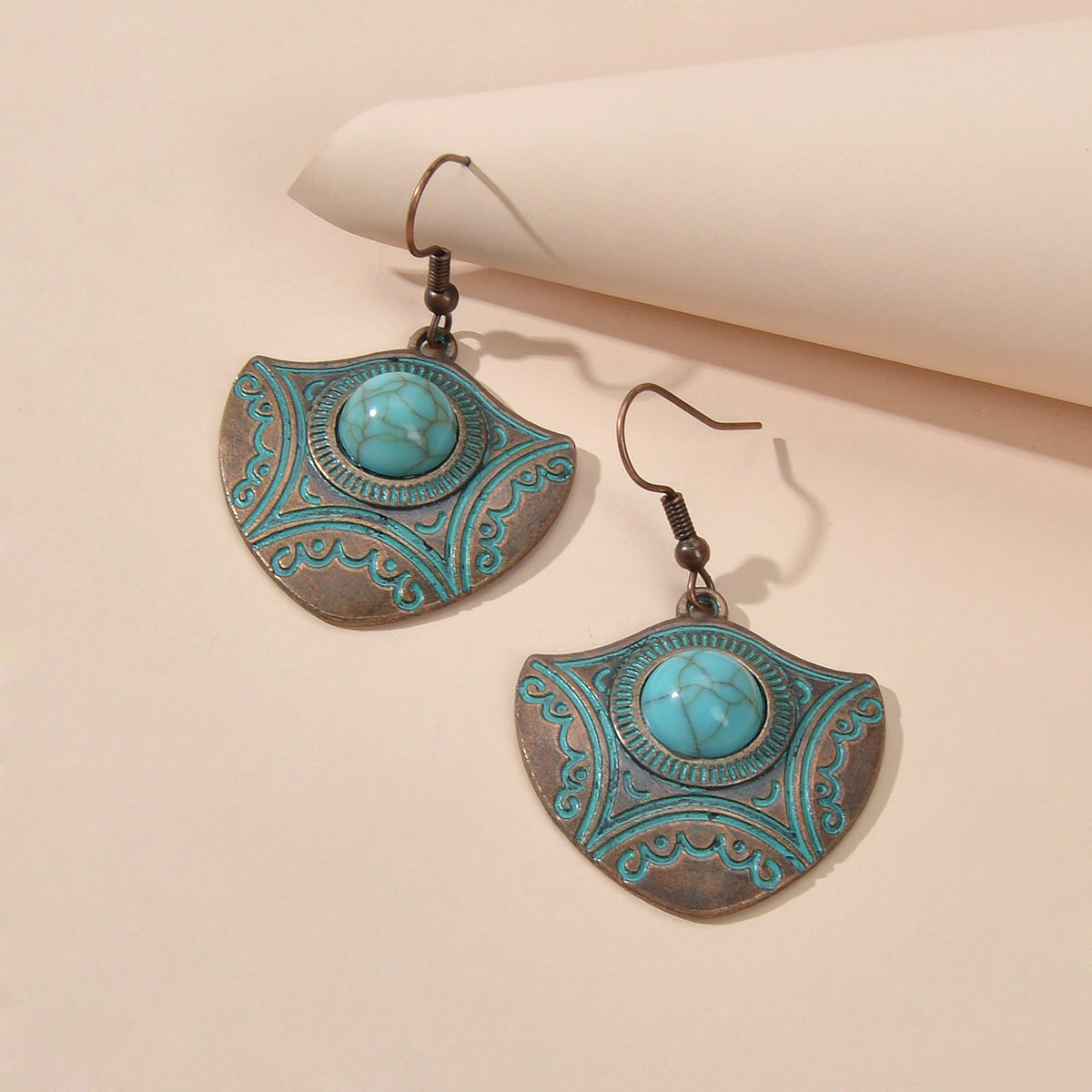 Oxidized Traditional Jewellery Beads Carved Geometric Dangle Vintage Earrings Feelontop Jewellery