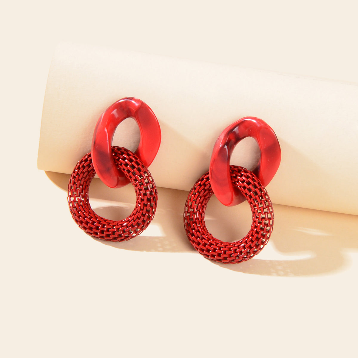 Green Red Resin Paper Clip Cuban Chain Link Dangling Party Earrings Ear Jewelry Feelontop Jewellery