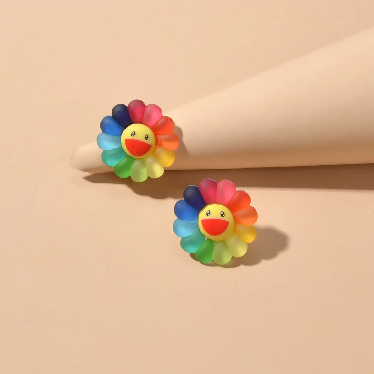 Cute Colourful Flower Acrylic Smile Face Stud Earrings Girlfriend Lover Y2k Gift Feelontop Jewellery