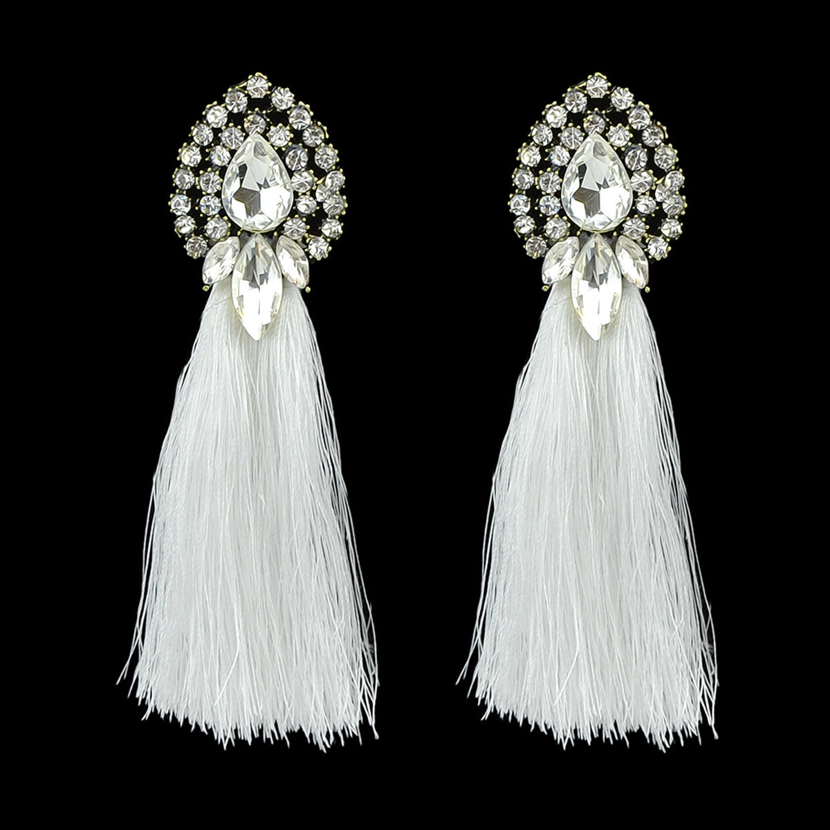 Boho Ethnic Jewellery Colorful Crystal Tassel Thread Chandelier Fringe Earrings Feelontop Jewellery