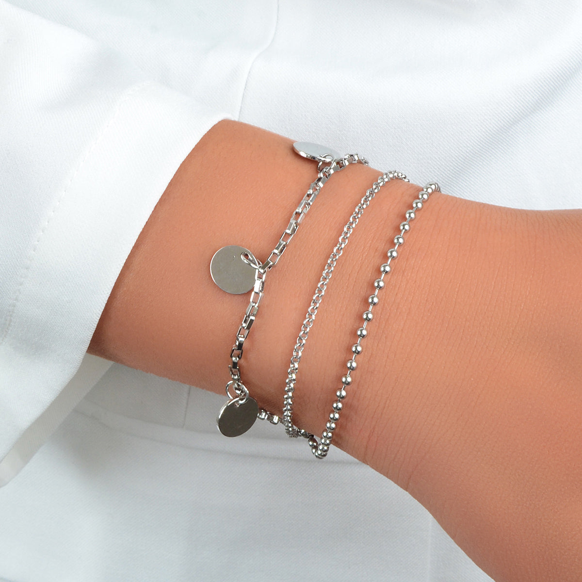 Stunning Silver Ball Chain Tag Charms Bracelet Chic Jewelry Lovely Shining Gift Feelontop Jewellery