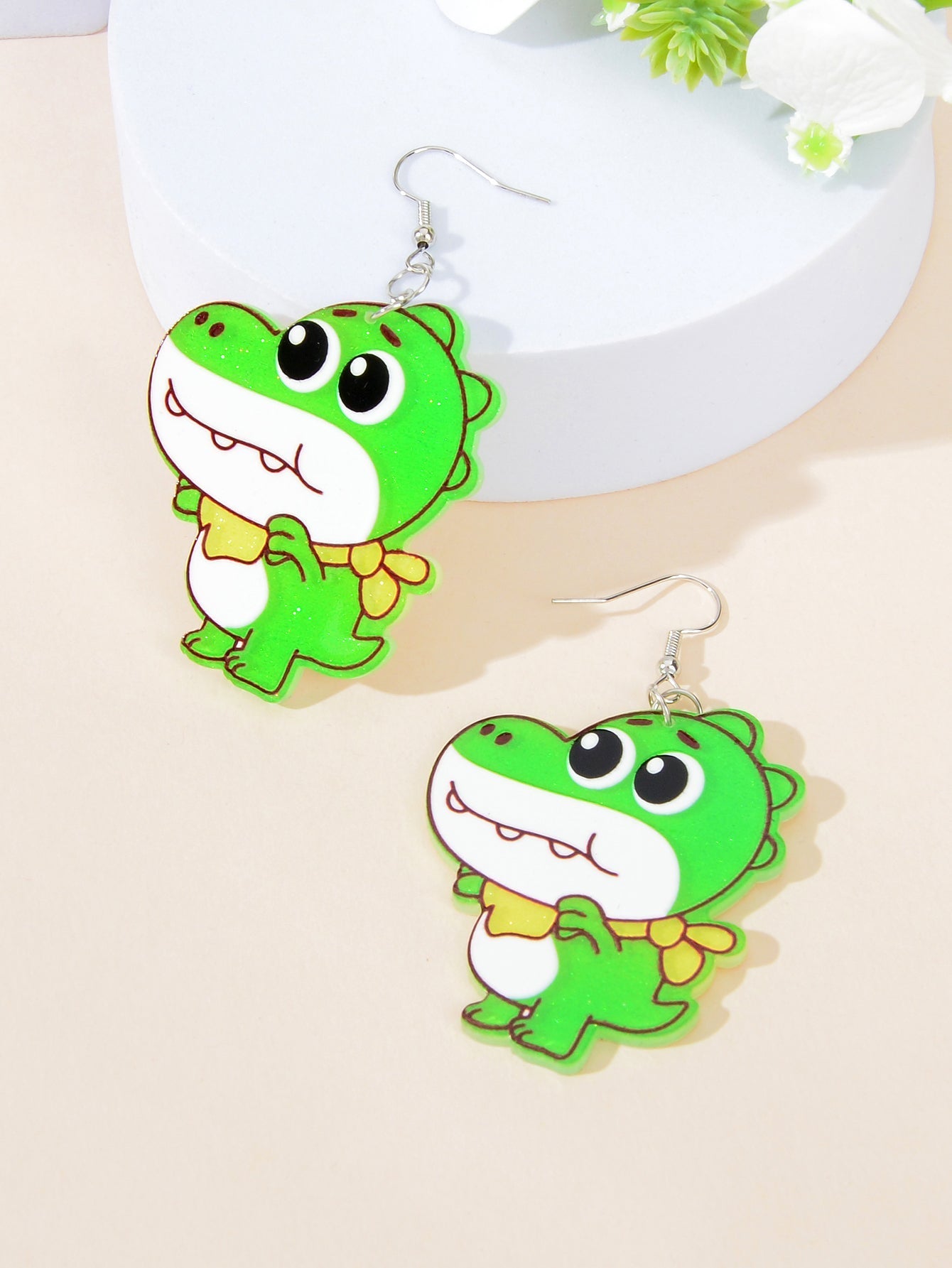 Cute Dinosaur Pendant Earrings Adorable Jurassic Style Statement Jewellery Gift Feelontop Jewellery