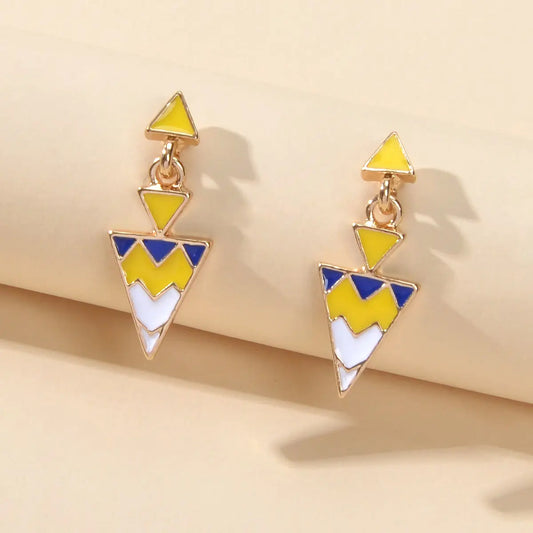 Fashion Jewellery Women Accessories Yellow Geometric Triangle Dangle Earrings Feelontop Jewellery