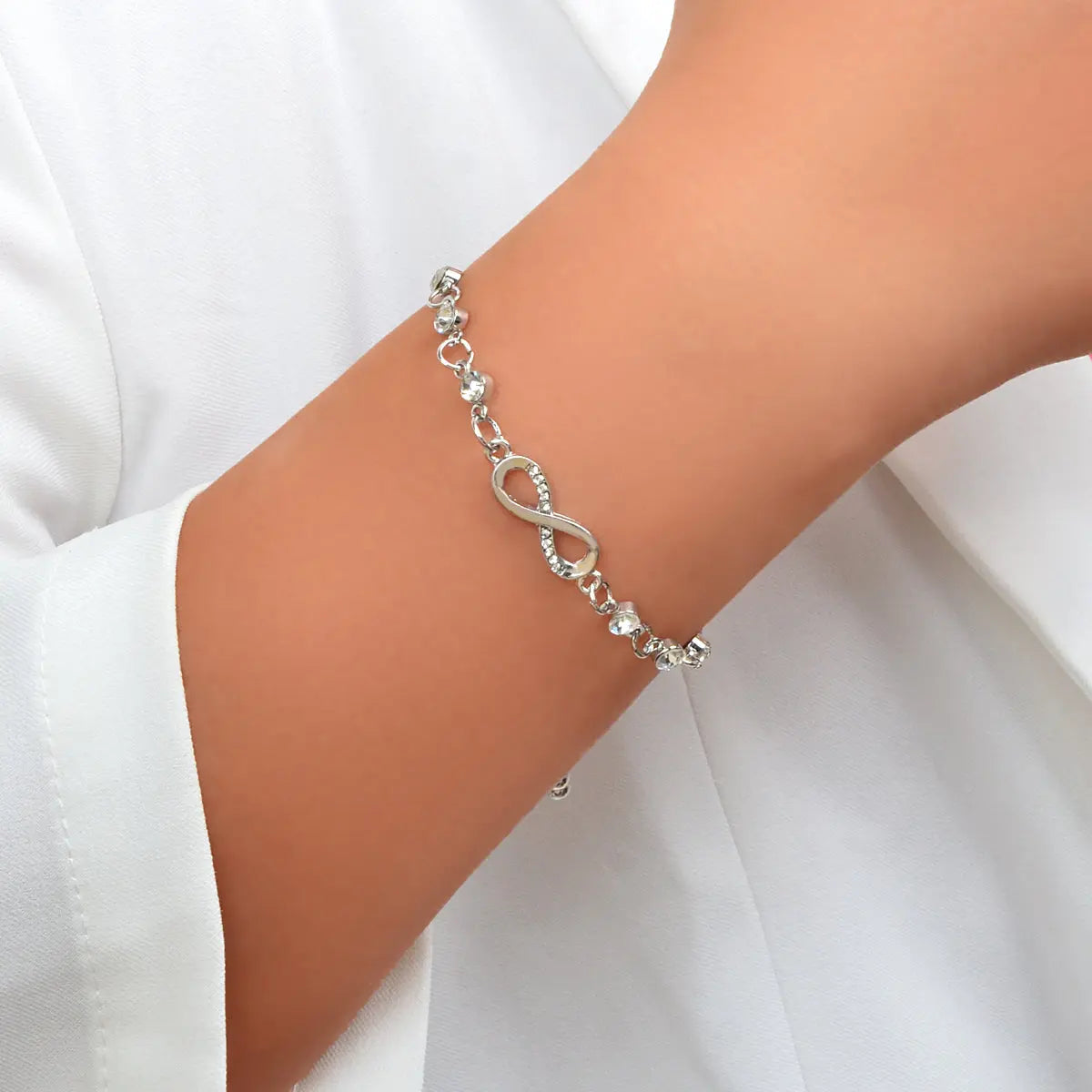 Fashion Women's Adjustable Chain Slide Bracelet Gorgeous Zircon Crystal Jewelry Feelontop Jewellery