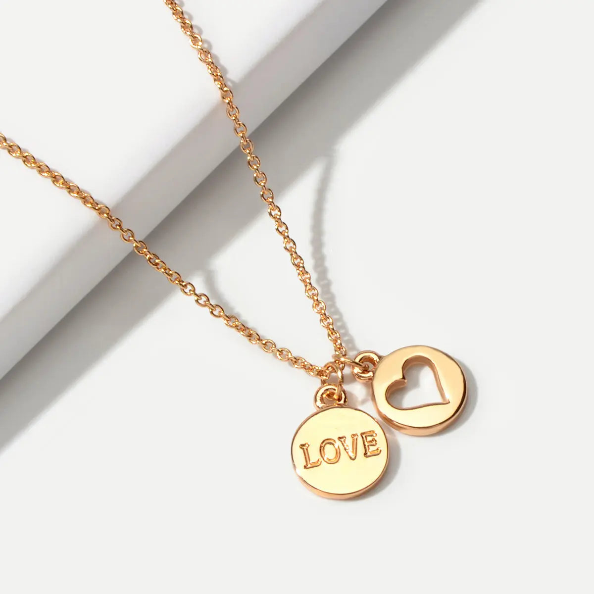 Minimalist Gold Chain Letter Love Heart Round Pendant Necklace Jewellery Gift Feelontop Jewellery