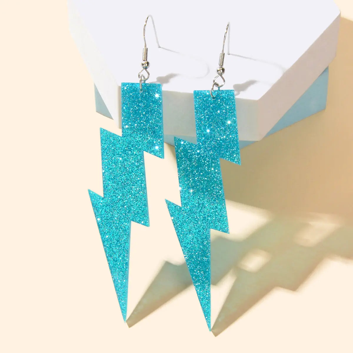 Sparkling Retro Party Acrylic Exaggerated Women Lightning Bolt Dangle Earrings Feelontop Jewellery