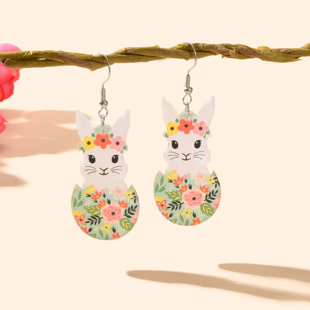 1 Pair Novelty Trendy Easter Bunny Eggs Earrings Bohemian Rabbit Ear Jewellery Feelontop Jewellery