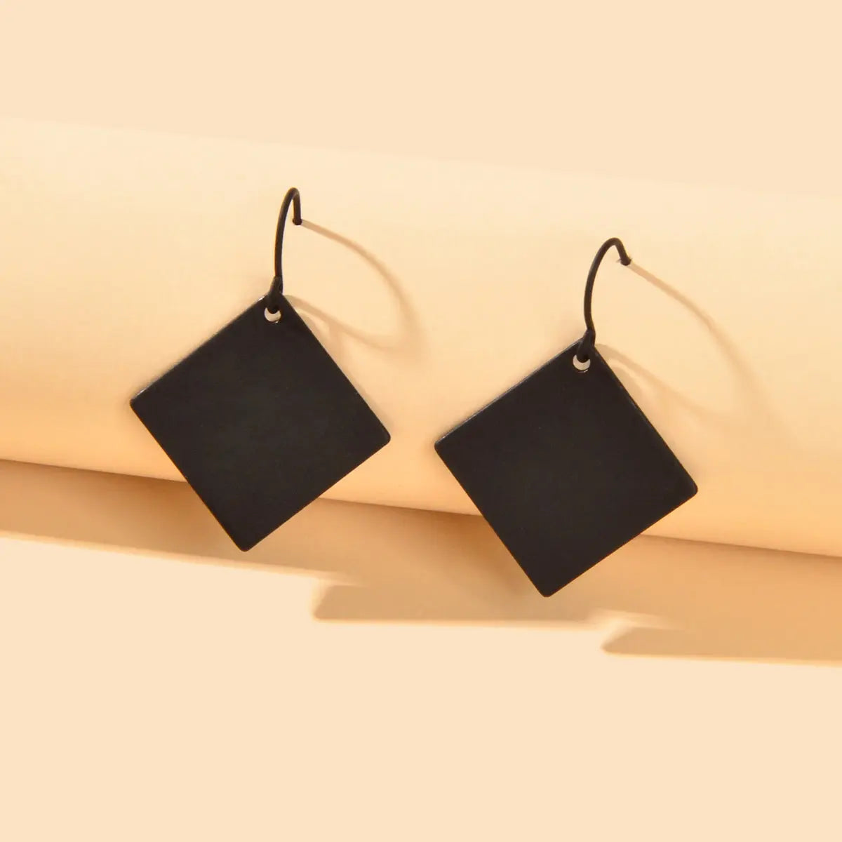 Black Square Metal Geometric Dangle Hook Punk Earrings Women Party Decoration Feelontop Jewellery
