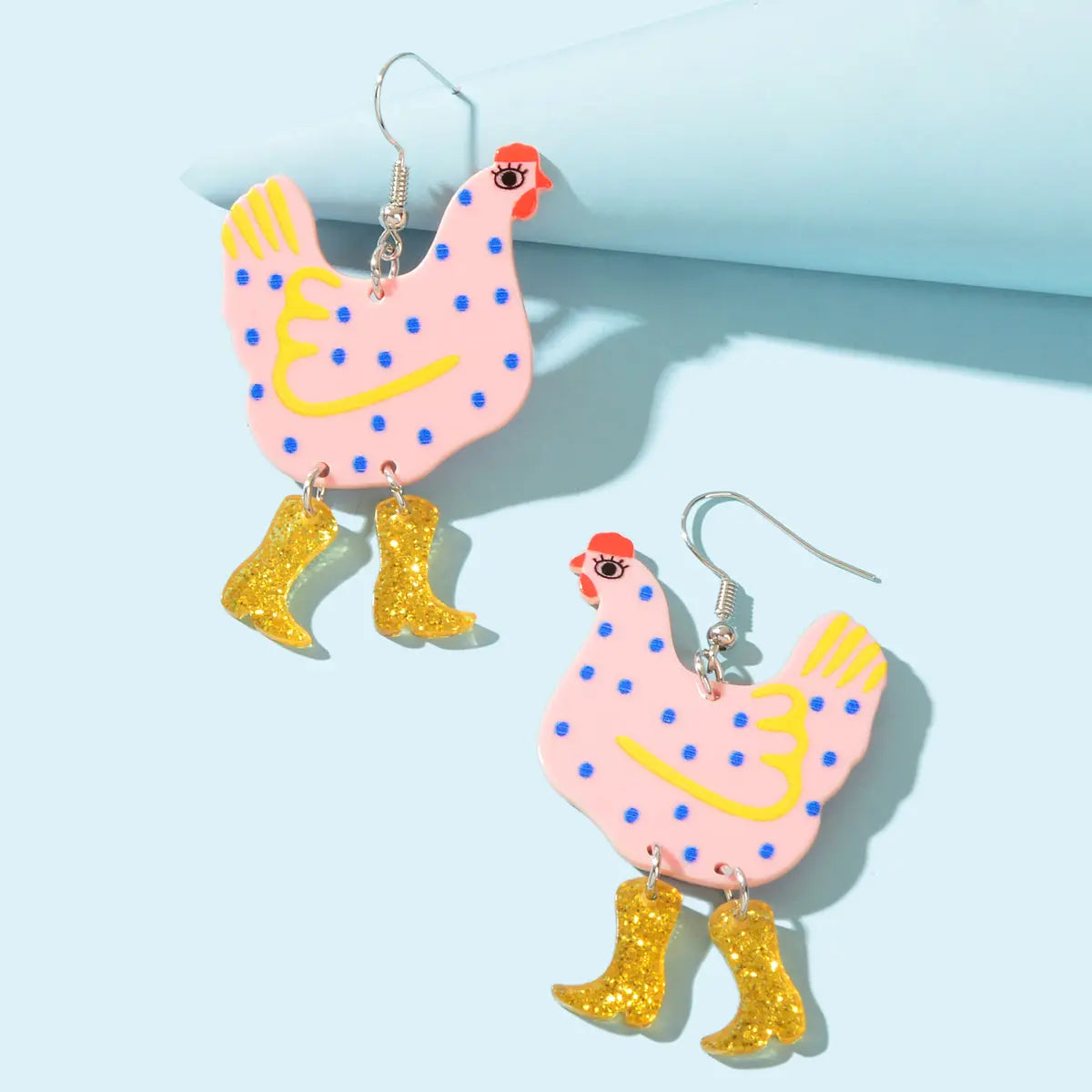 Cute Design Hen with Boot Dangle Lightweight Acrylic Chicken Earrings Party Gift Feelontop Jewellery