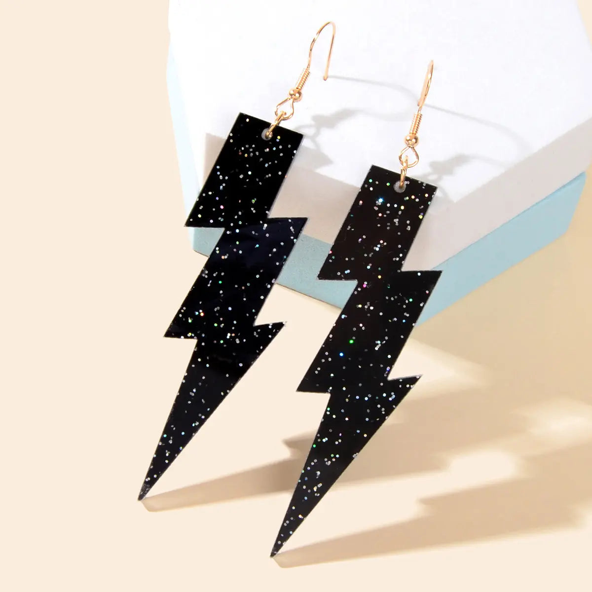 Sparkling Retro Party Acrylic Exaggerated Women Lightning Bolt Dangle Earrings Feelontop Jewellery