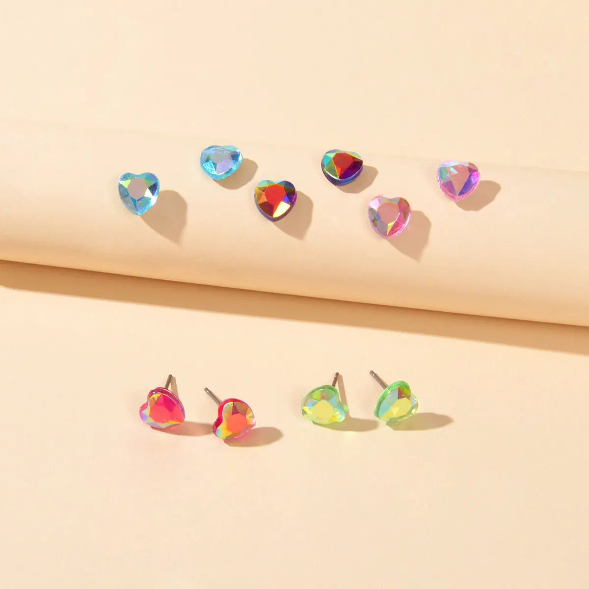 5pairs Funny Gifts Candy Color Small Heart Stud Earrings Lovely Ladies Jewellery Feelontop Jewellery