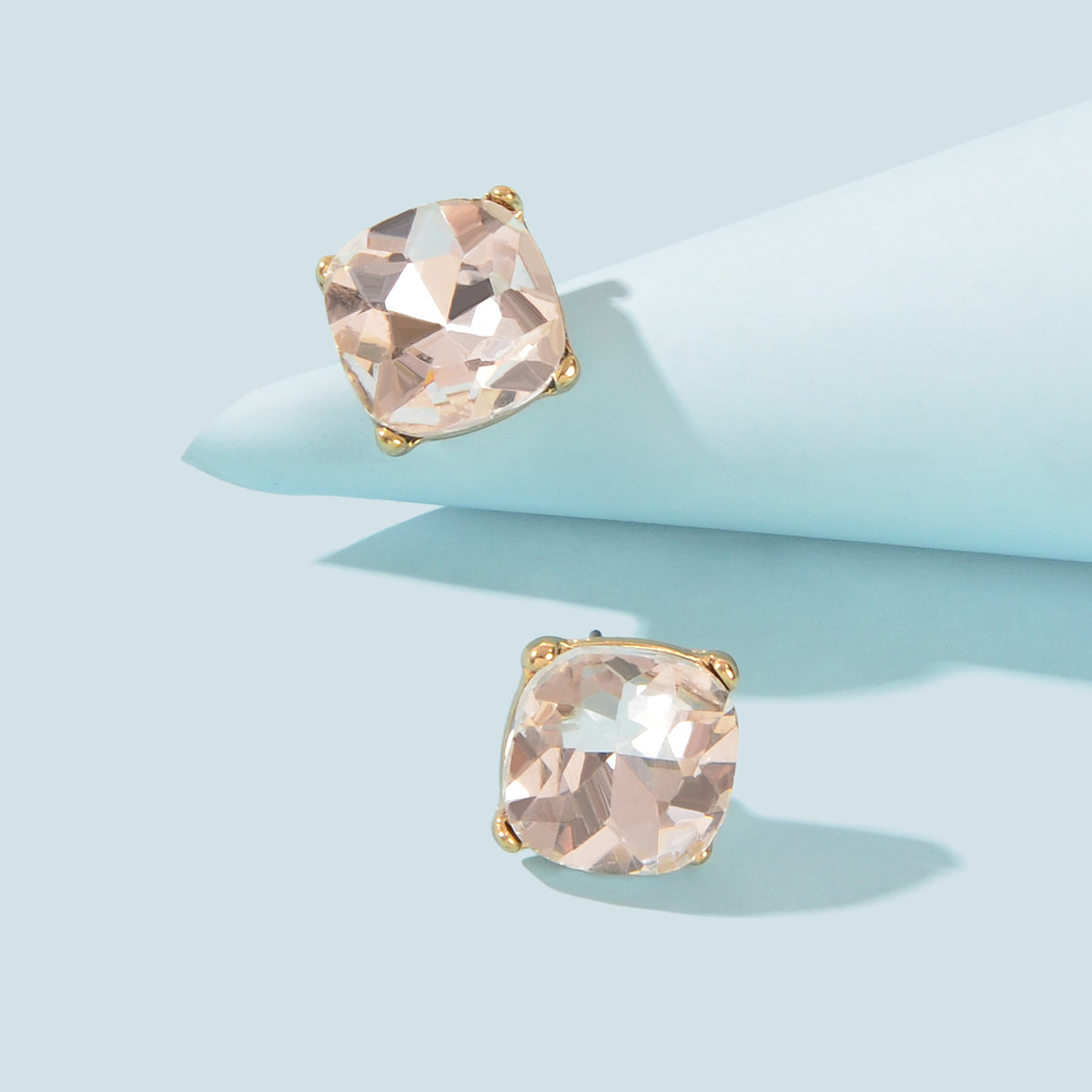 Sparkly Crystal Square Stud Wedding Bridal Pierced Mini Earrings Stud Jewellery Feelontop Jewellery