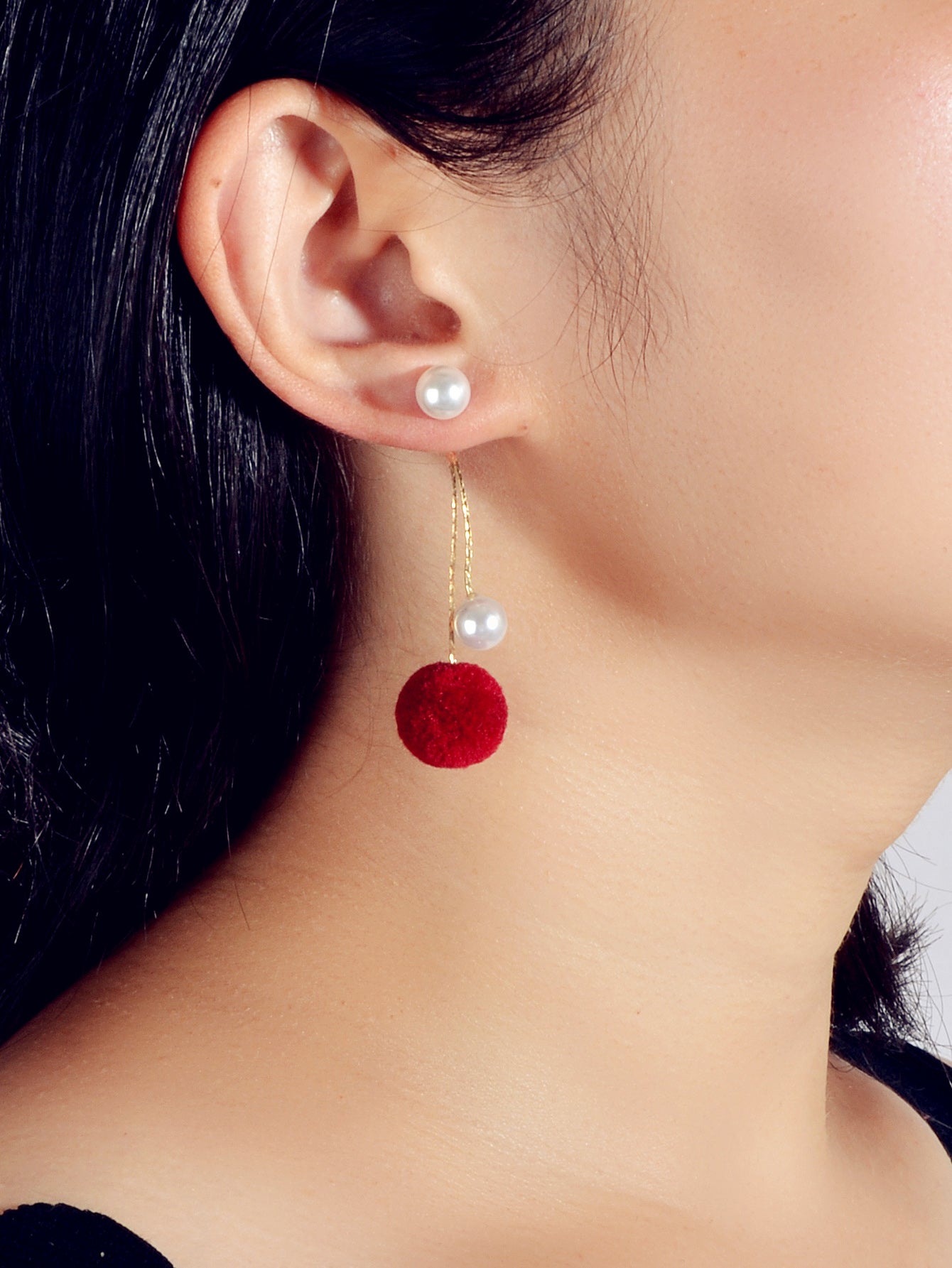 Retro Gold Chain Pearl Decor Ball Dangle Earrings Designer Jewellery Ear Jacket Feelontop Jewellery