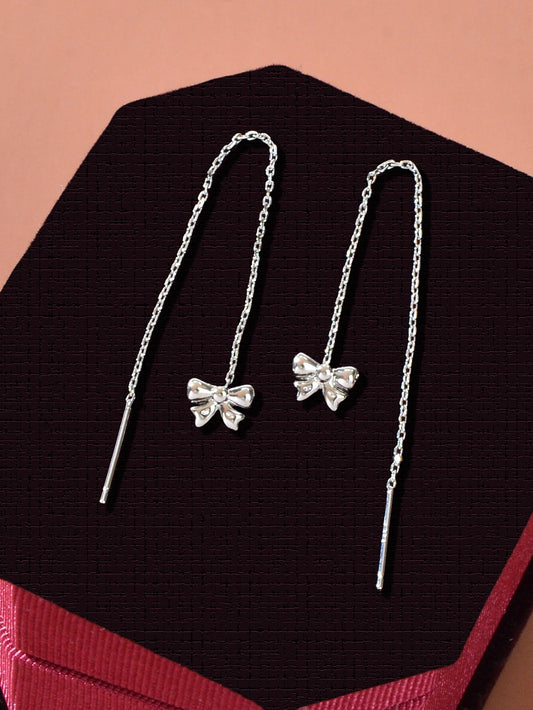 Individual Silver Butterfly Long Chain Ear Line Tassel Threader Pendant Earrings Feelontop Jewellery