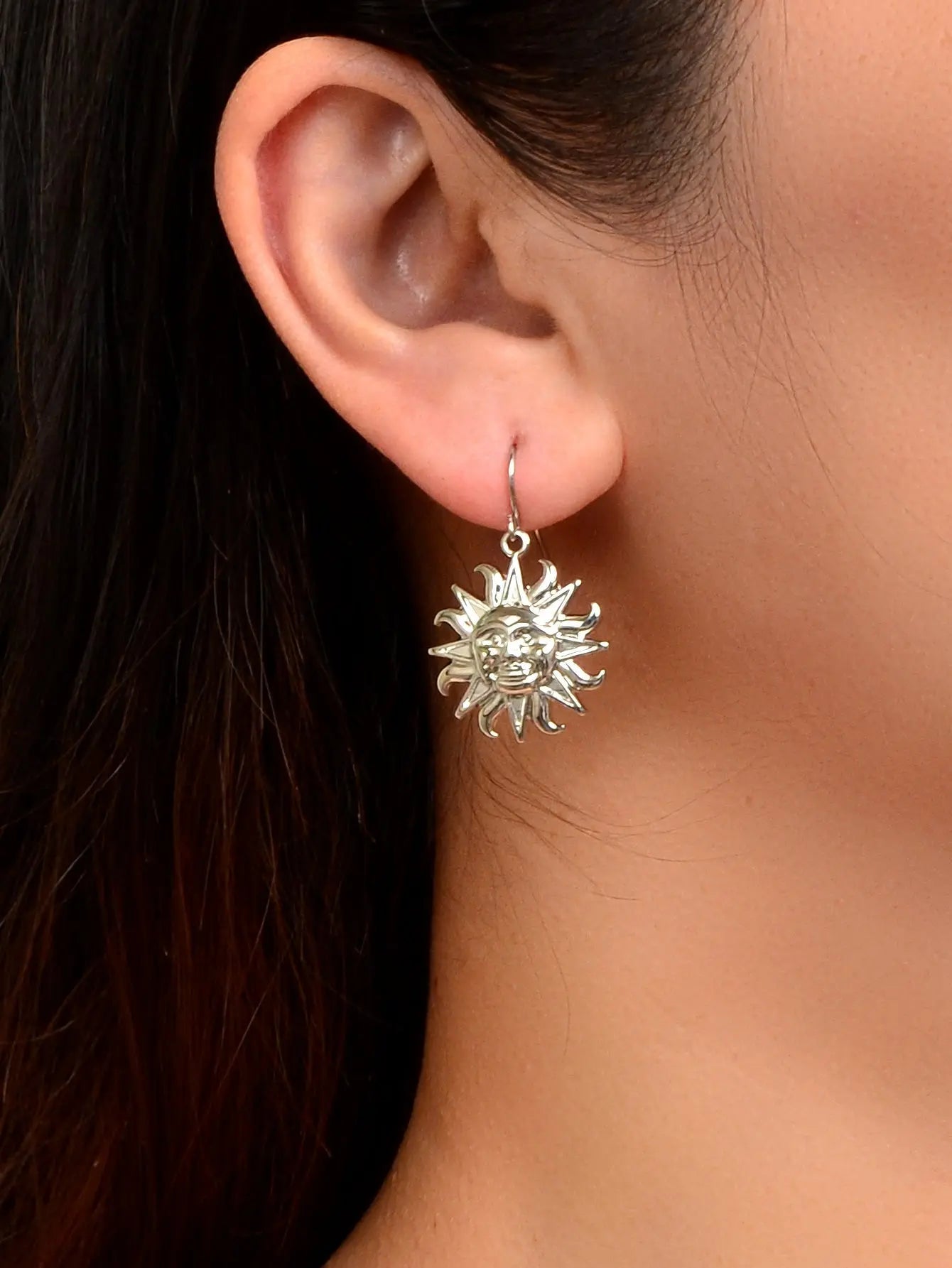 Gold Sun Drop Earrings Wholesale Price Women Teens Accessories Textured Jewelry Feelontop Jewellery