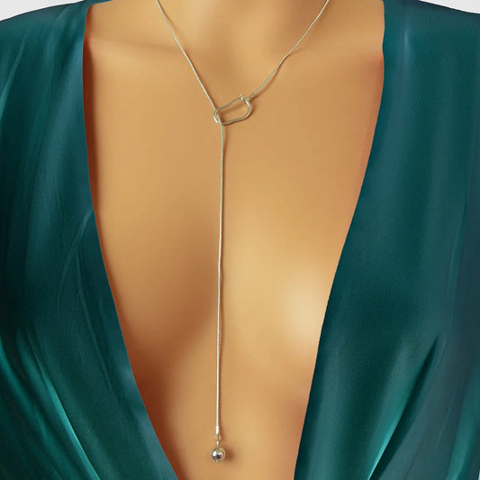 Gold Colour Geometric Y shape Pendant Necklace Women Party Minimalist Jewellery Feelontop Jewellery