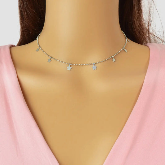 Minimalist Accessories Popcorn Chain Star Pendant Clavicle Collar Women Necklace Feelontop Jewellery