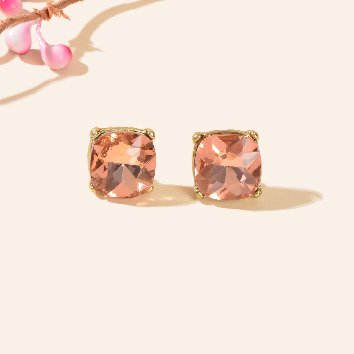 Sparkly Crystal Square Stud Wedding Bridal Pierced Mini Earrings Stud Jewellery Feelontop Jewellery