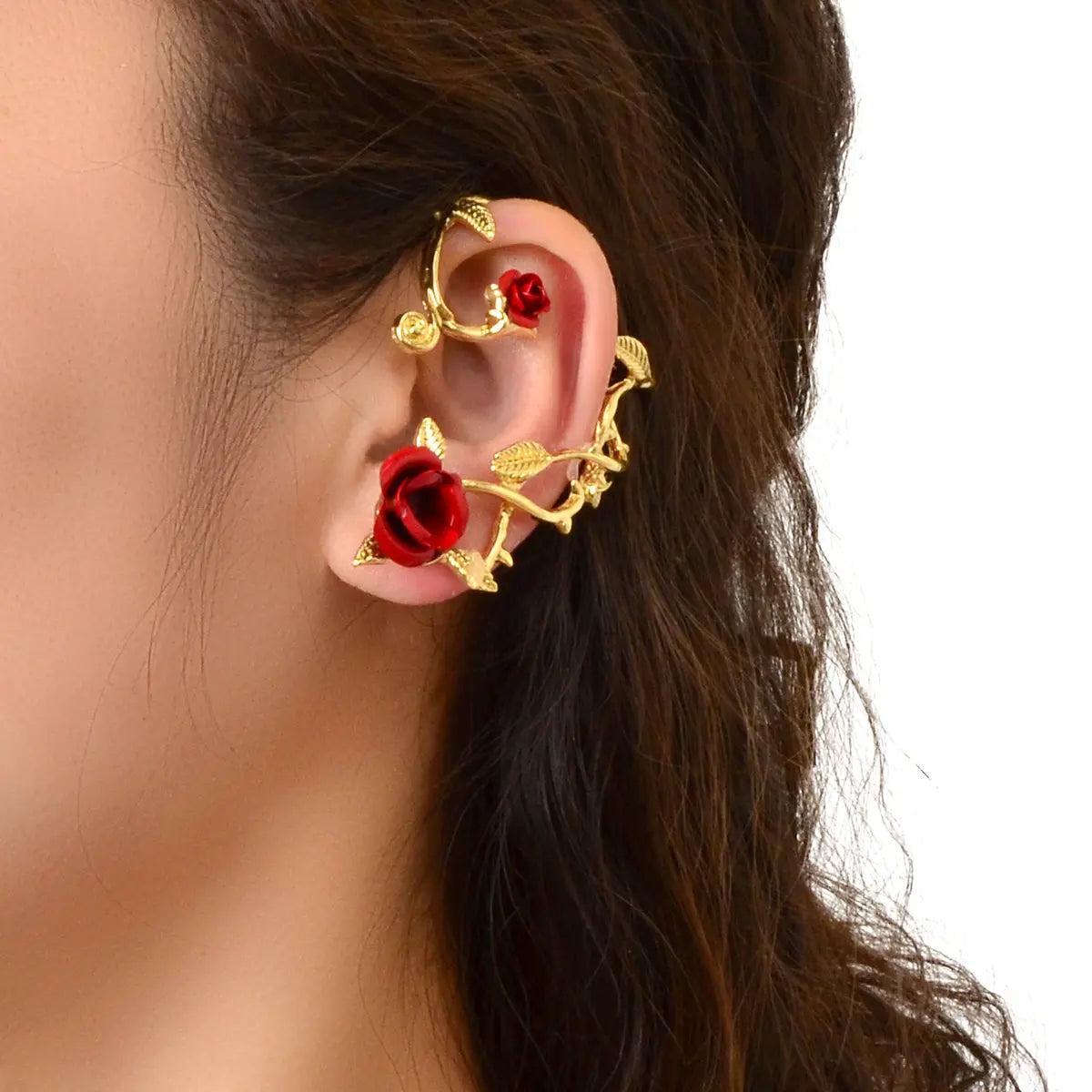 1 pc Retro Rose Flower Climbers Crawler Jacket Ear Cuff Wrap Clip Stud Earring Feelontop Jewellery