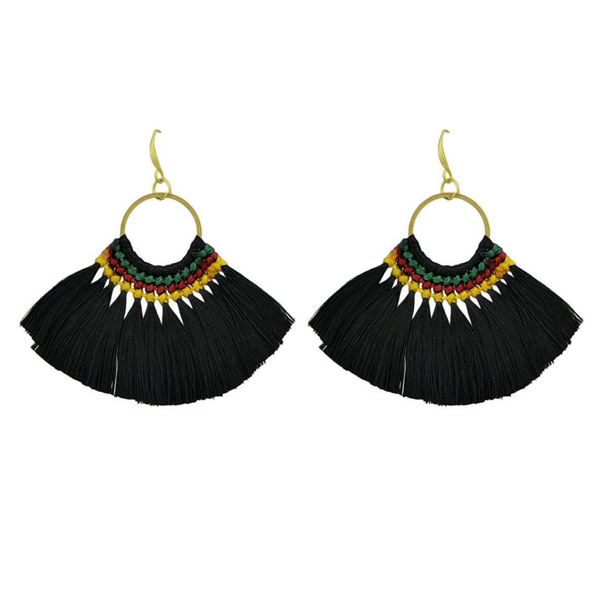 Ethnic Traditional Jewellery Colorful Tassel Fan Shape Dangle Bohemian Earrings Feelontop Jewellery