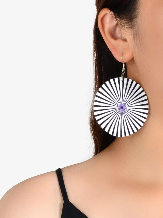 Ladies Jewellery Boho Chic Geometric Wood Round Holiday Dangle Big Earrings Gift Feelontop Jewellery