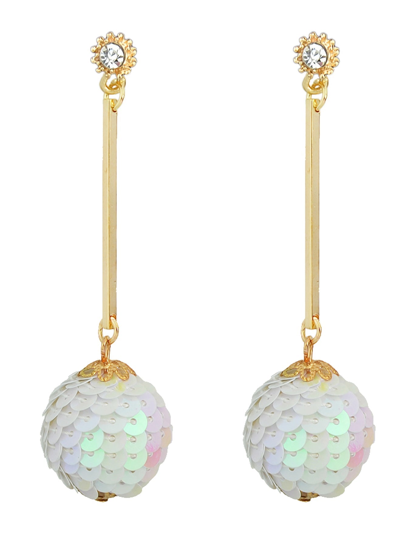 Rhinestone Sequins Ball Charm Pendant Dangle Earrings Women Girl Teens Jewellery Feelontop Jewellery