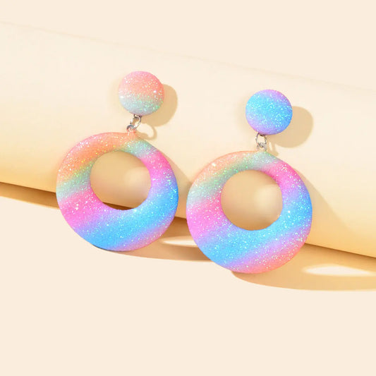 Y2k Style Jewellery Candy Color Round Circle Dangle Geometric Earrings for Women Feelontop Jewellery