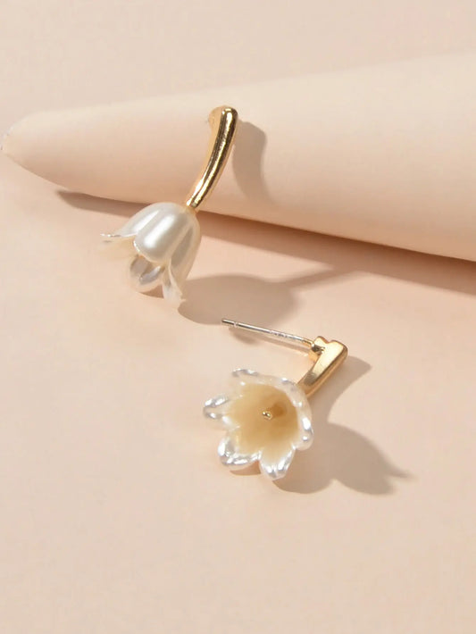 Perfect Engagement Jewellery Metal Pearl Flower Tulip Stud Earrings Accessories Feelontop Jewellery