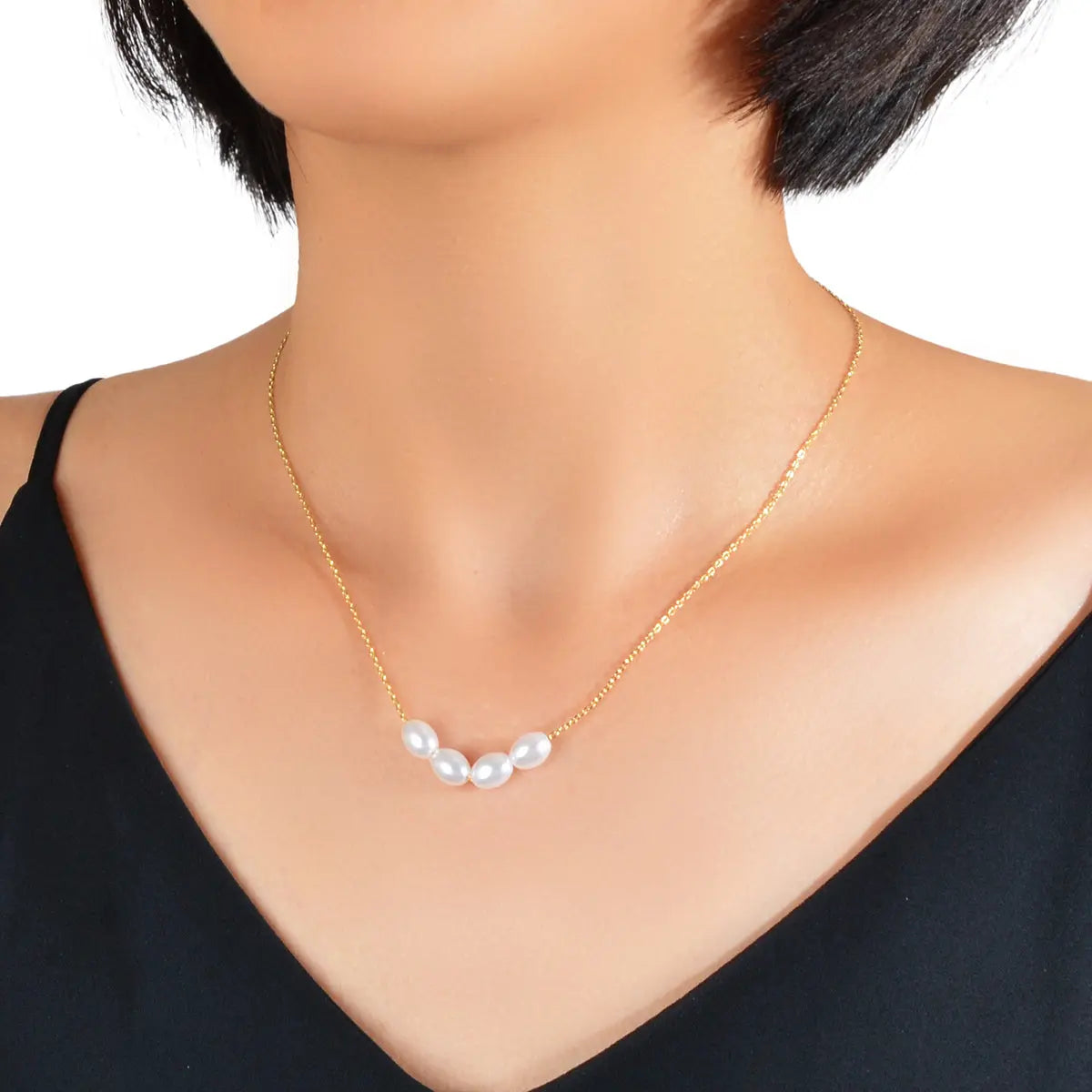 Elegent Wedding Engagement Jewellery Pearl Decor Gold Chain Clavicle Necklace Feelontop Jewellery