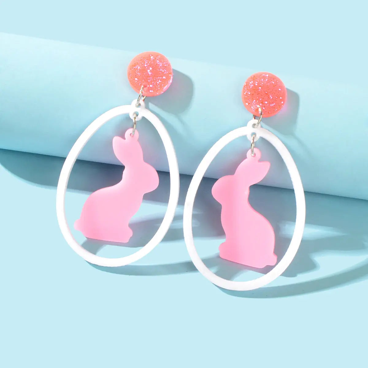 Cute Pink Rabbit Cartoon Animal Acrylic Dangle Aesthetic Lovely Bunny Earrings Feelontop Jewellery
