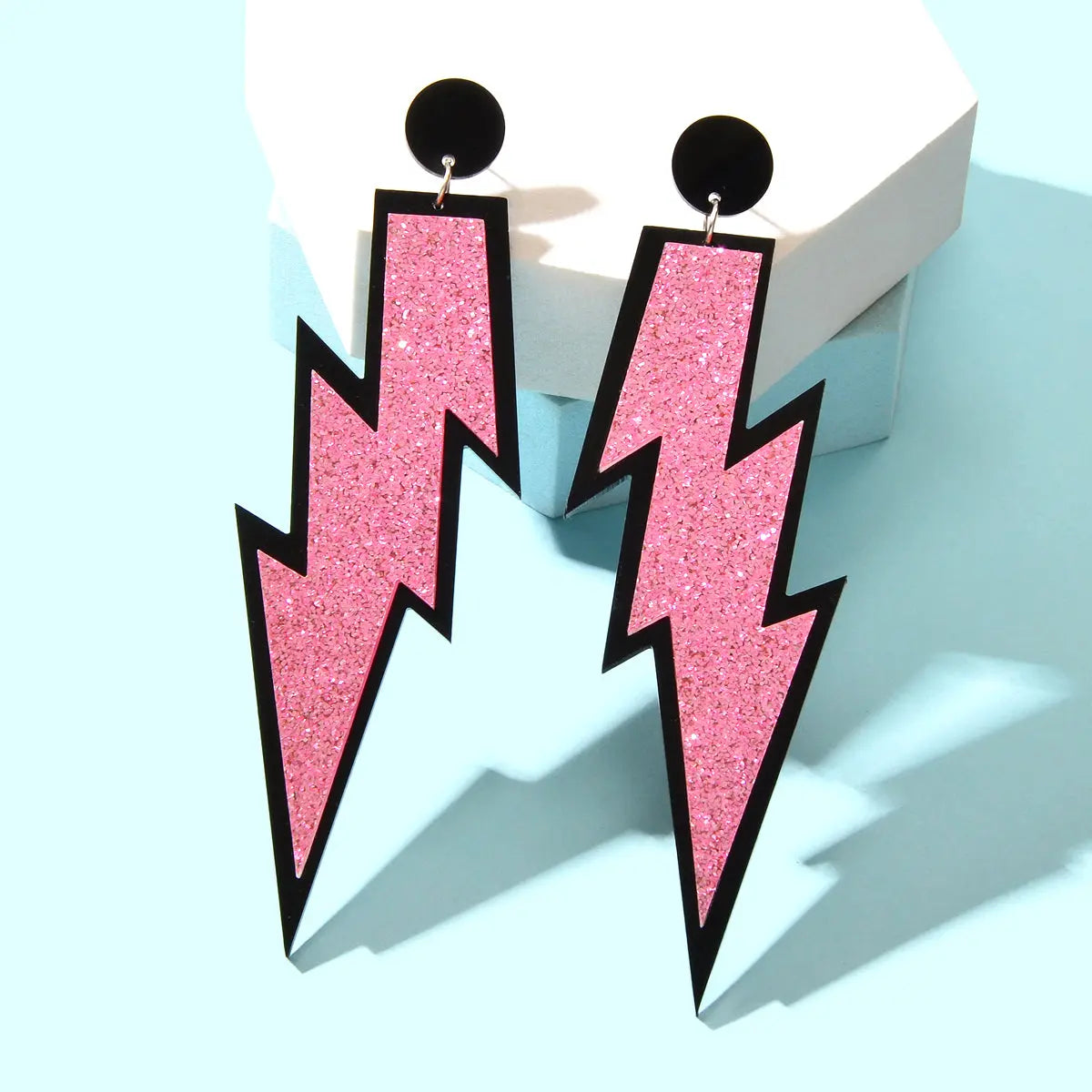 Sparkling Stylish Acrylic Lightning Statement Long Pendant Dangle Party Earrings Feelontop Jewellery