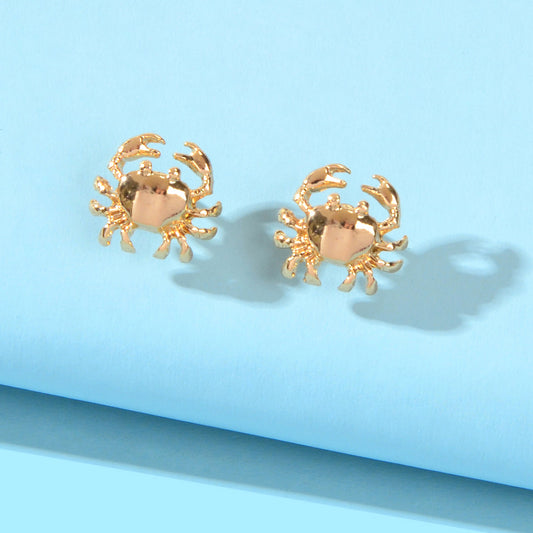 Minimalist Jewellery Gold Plated Small Crab Stud Earrings Dainty Gifts for Girls Feelontop Jewellery